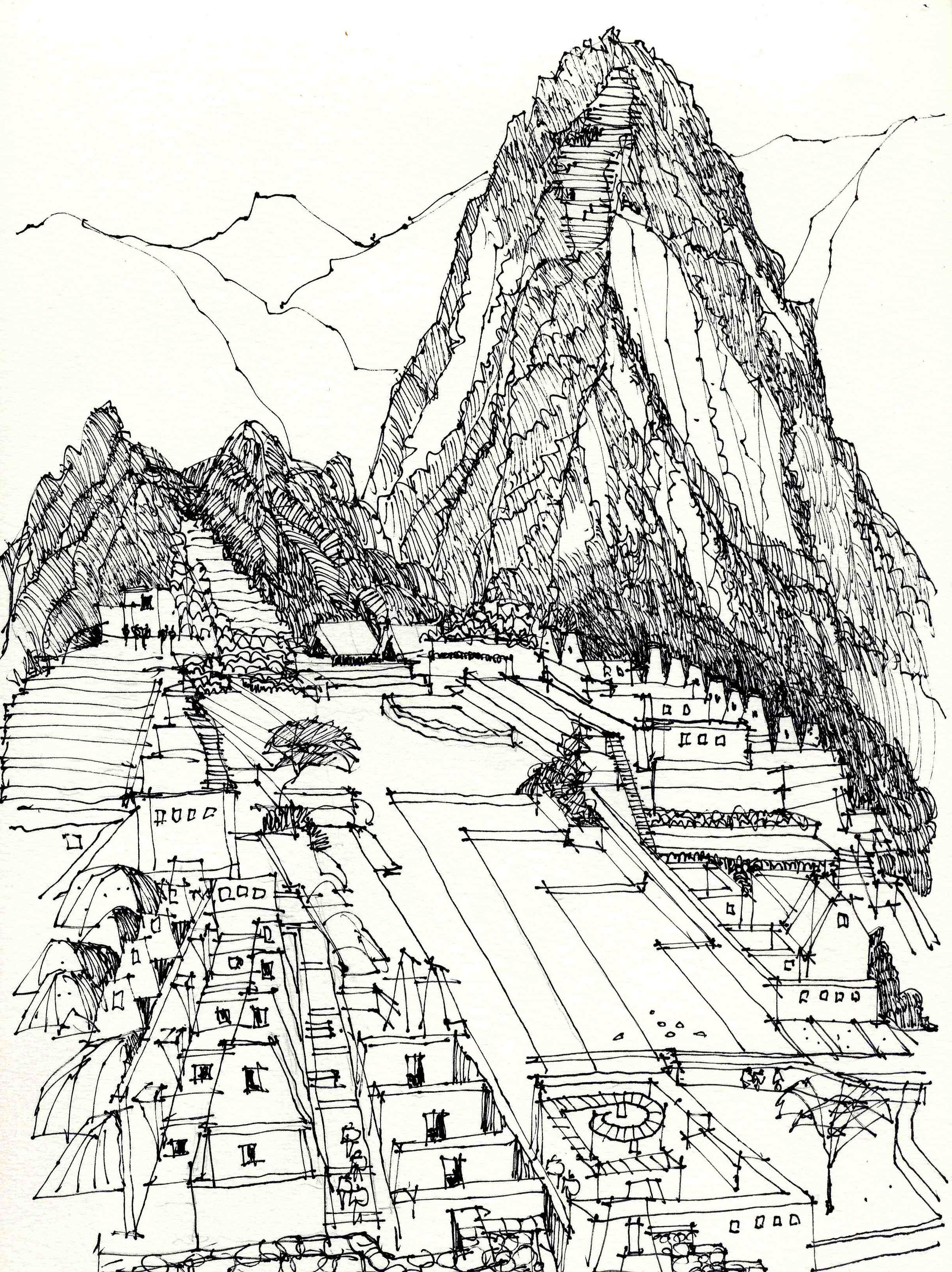 2429x3243 Machu Picchu, Peru Sketches Drawing In Urban Sketching - Machu Picchu Drawing
