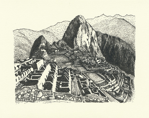 500x397 Machu Picchu Image Drawing Drawing Skill - Machu Picchu Drawing