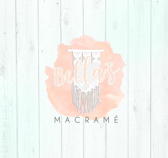 570x534 Macrame Knitting Crafter Designer Watercolor Pre Made Logo Etsy - Macrame Drawing