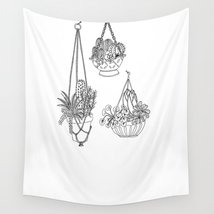700x700 Plant Hanger Wall Tapestry - Macrame Drawing