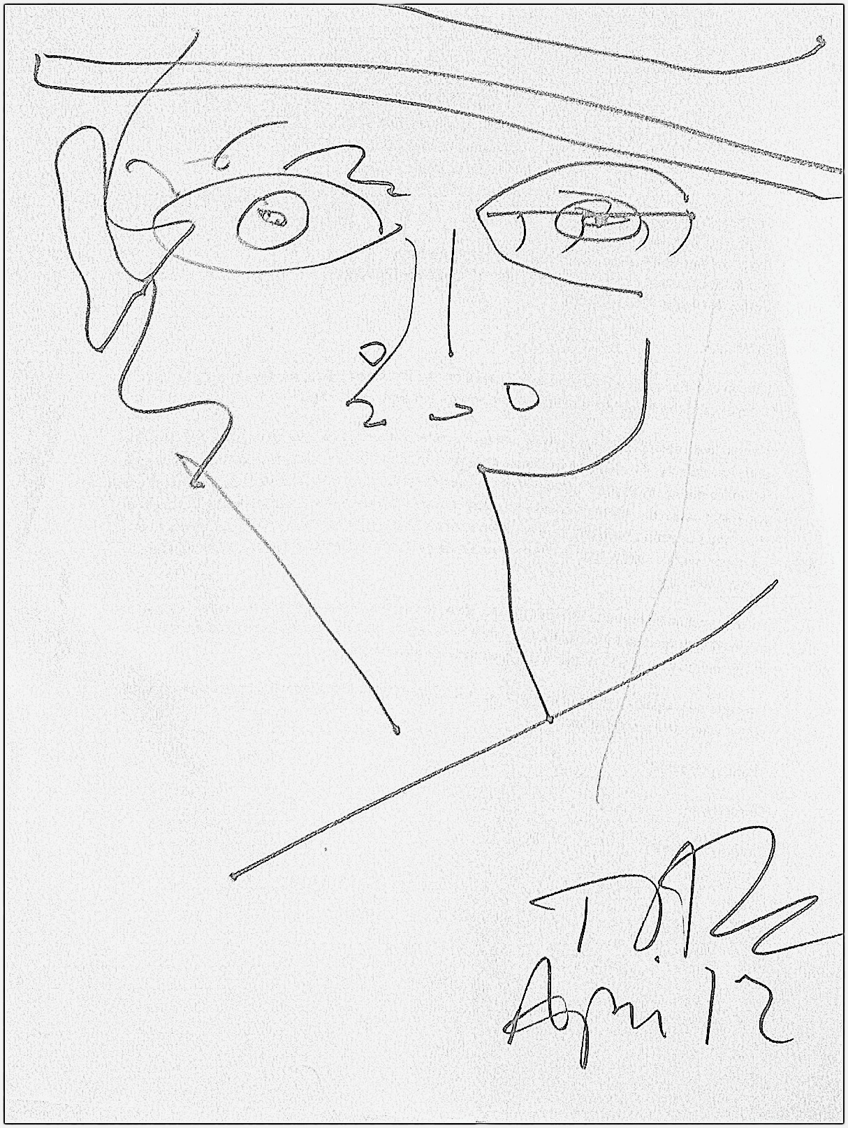 1214x1614 Face Drawing Not Quite Mad I Am Almost Pablo Picasso - Mad Face Drawing
