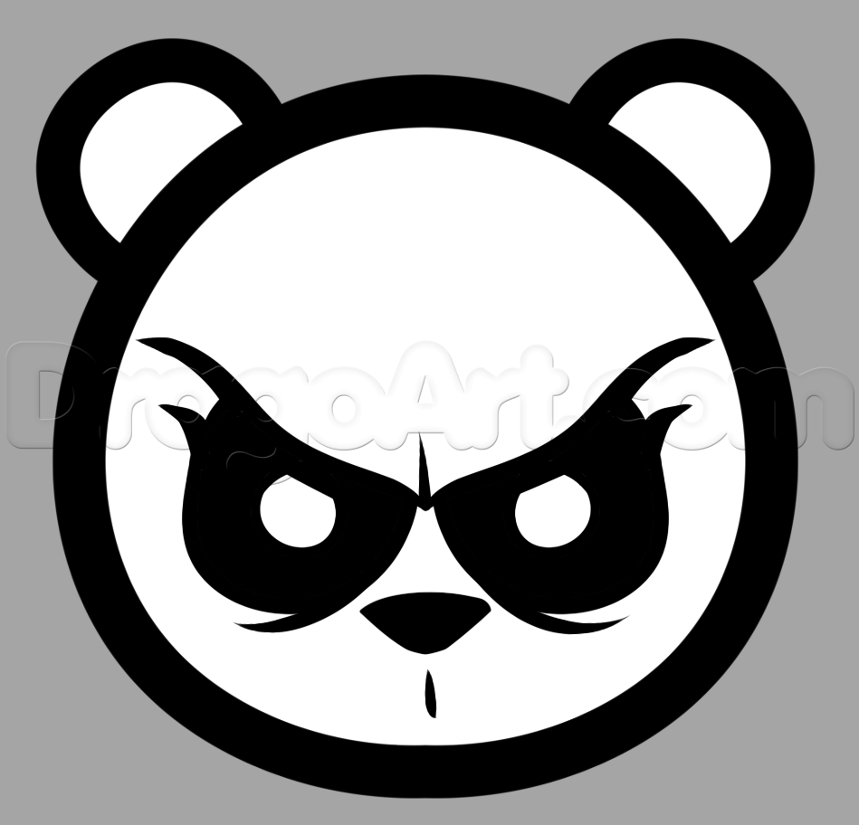 949x912 How To Draw Angry Panda, Step - Mad Face Drawing