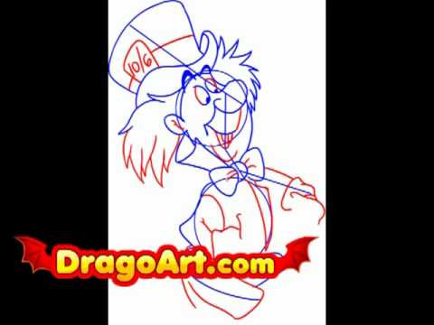480x360 how to draw mad hatter, step - Mad Hatter Cartoon Drawing