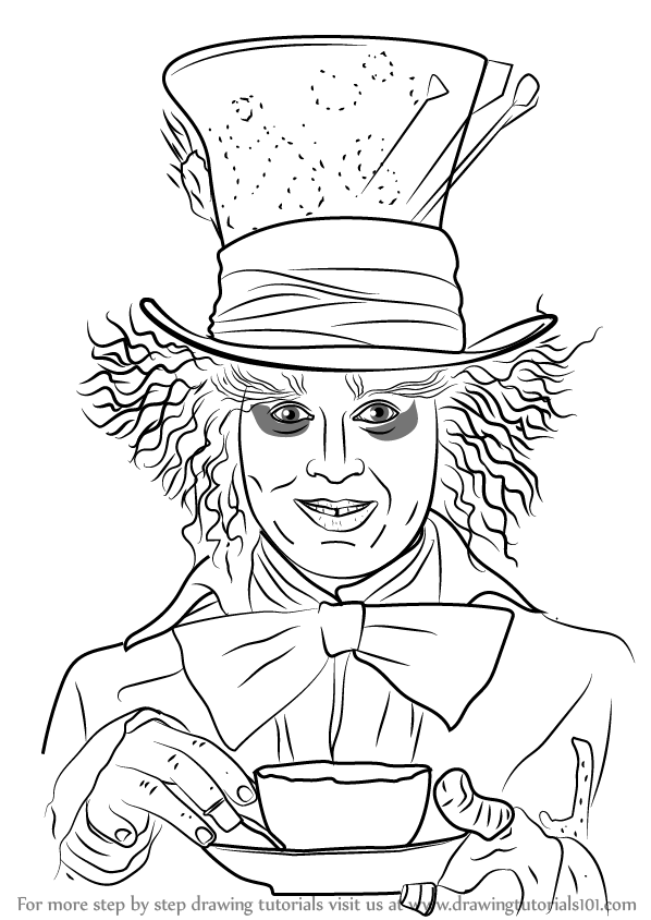 598x844 learn how to draw mad hatter - Mad Hatter Cartoon Drawing