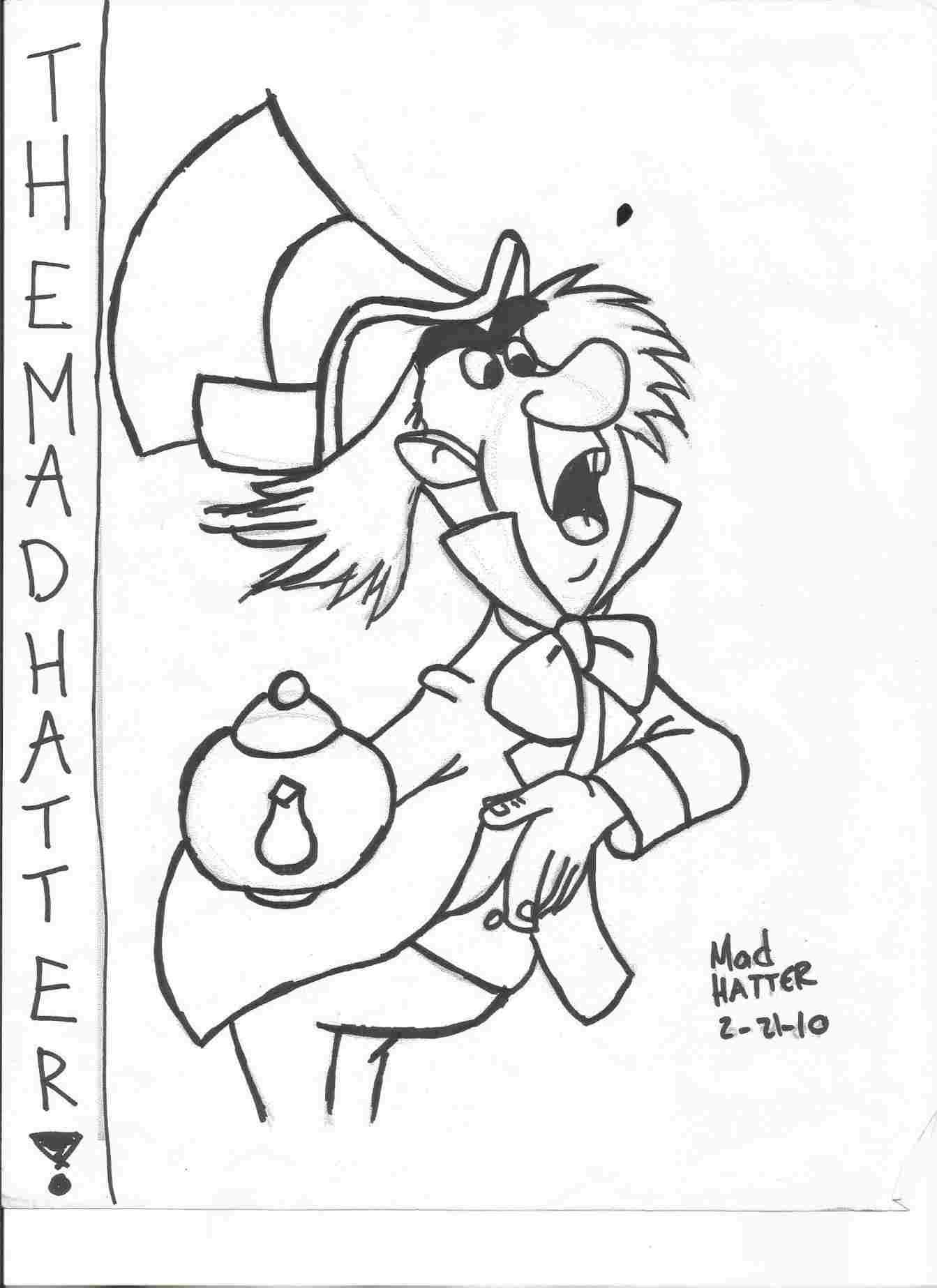 1343x1847 Mad Hatter Cartoon Drawing - Mad Hatter Cartoon Drawing