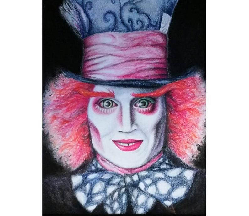 794x691 Mad Hatter Giclee Print Of Colored Pencil Drawing Etsy - Mad Hatter Drawing