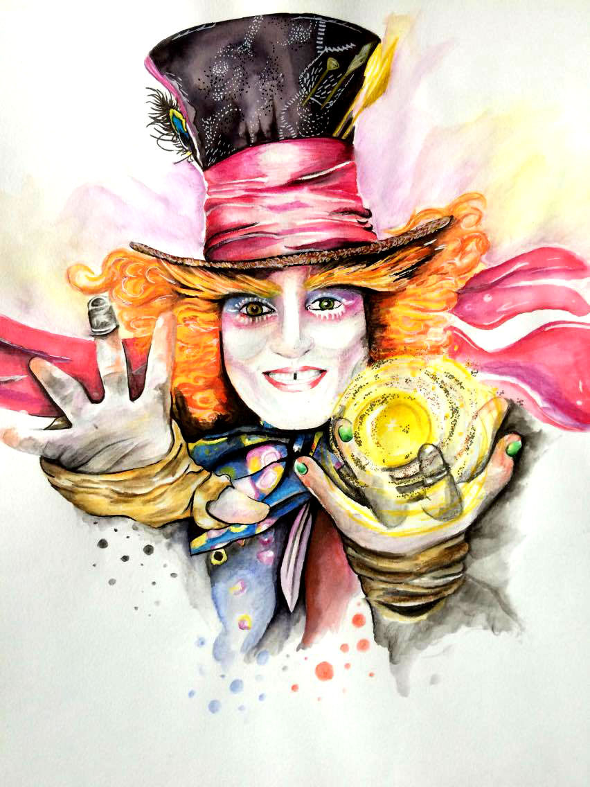 Mad hatter. Шляпник Алиса в стране чудес. Шляпник из Алисы в стране чудес. Акварель Алиса и Шляпник. Шляпник акварелью.