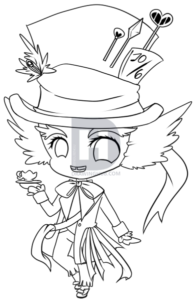 390x598 How To Draw Chibi Mad Hatter, Step - Mad Hatter Drawing
