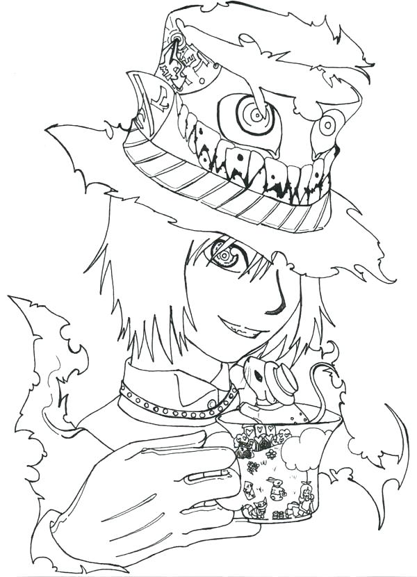 600x830 Mad Hatter Coloring - Mad Hatter Hat Drawing