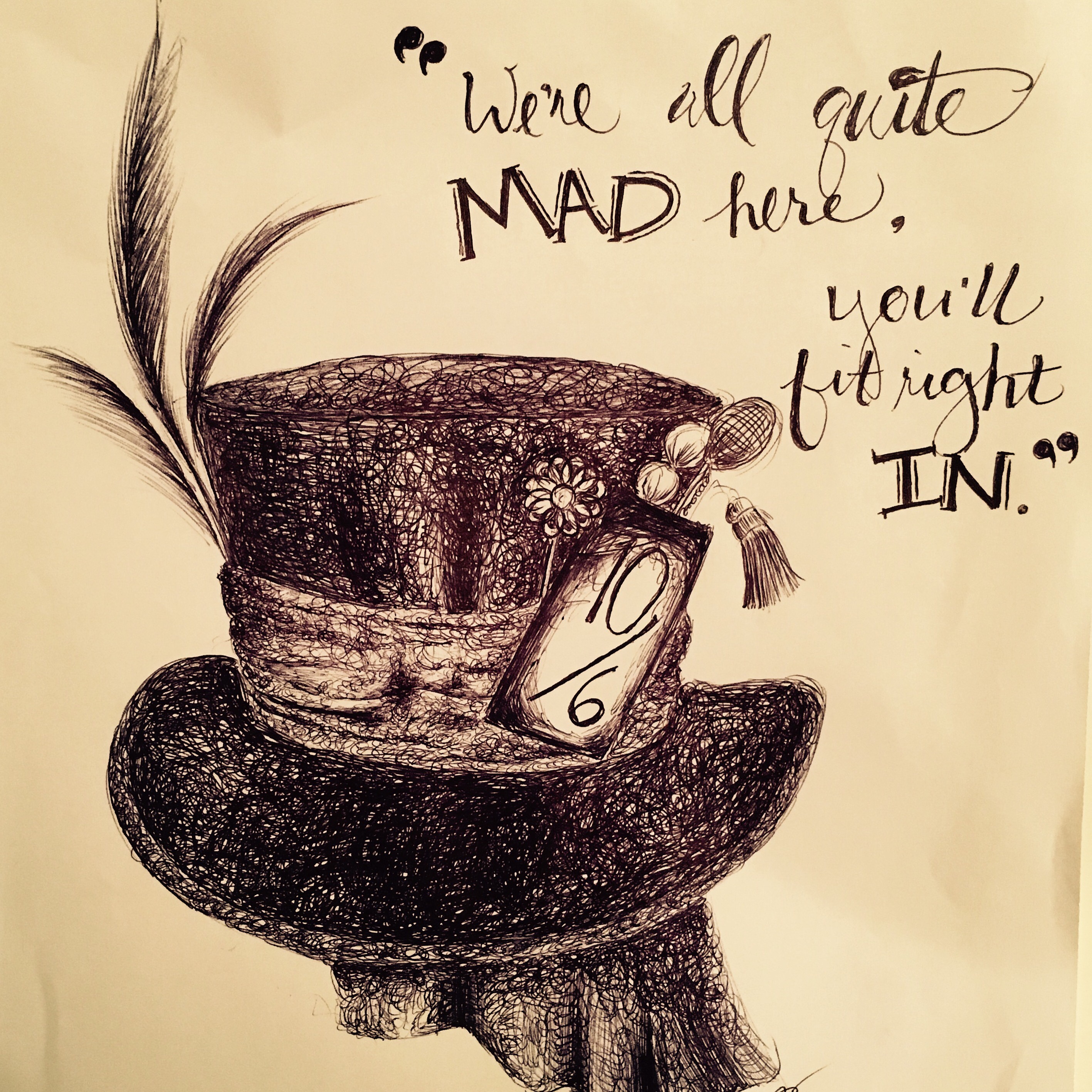mad hatter hat drawing