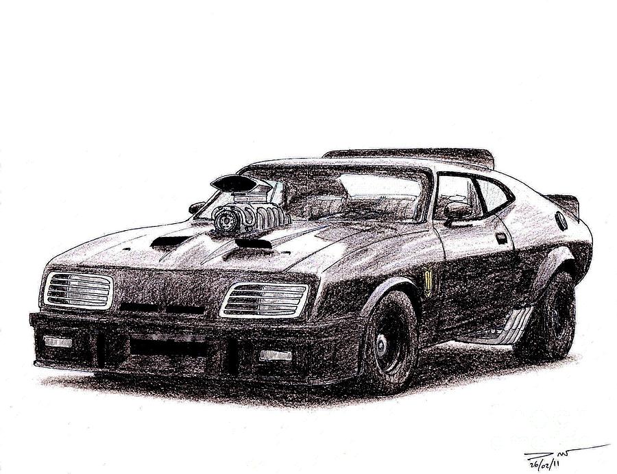 900x692 Mad Max Interceptor Drawing - Mad Max Drawing