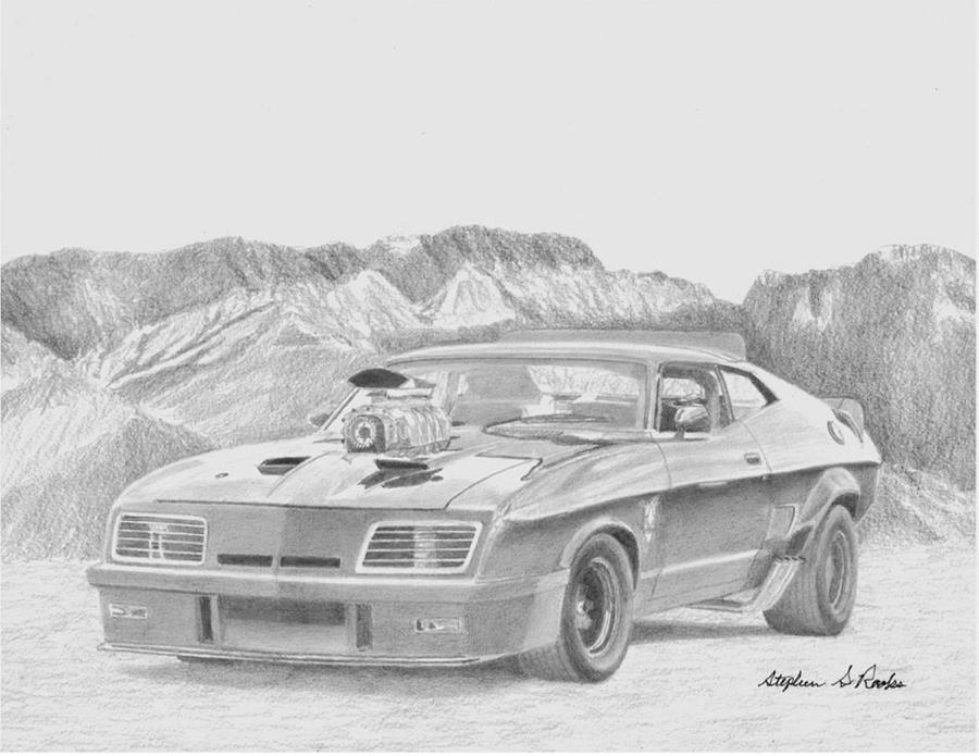 900x695 Mad Max Interceptor Classic Car Art Print Drawing - Mad Max Drawing
