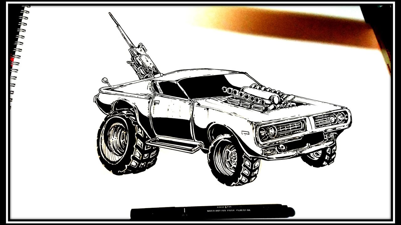 1280x720 How To Draw Mad Max Charger - Mad Max Drawing