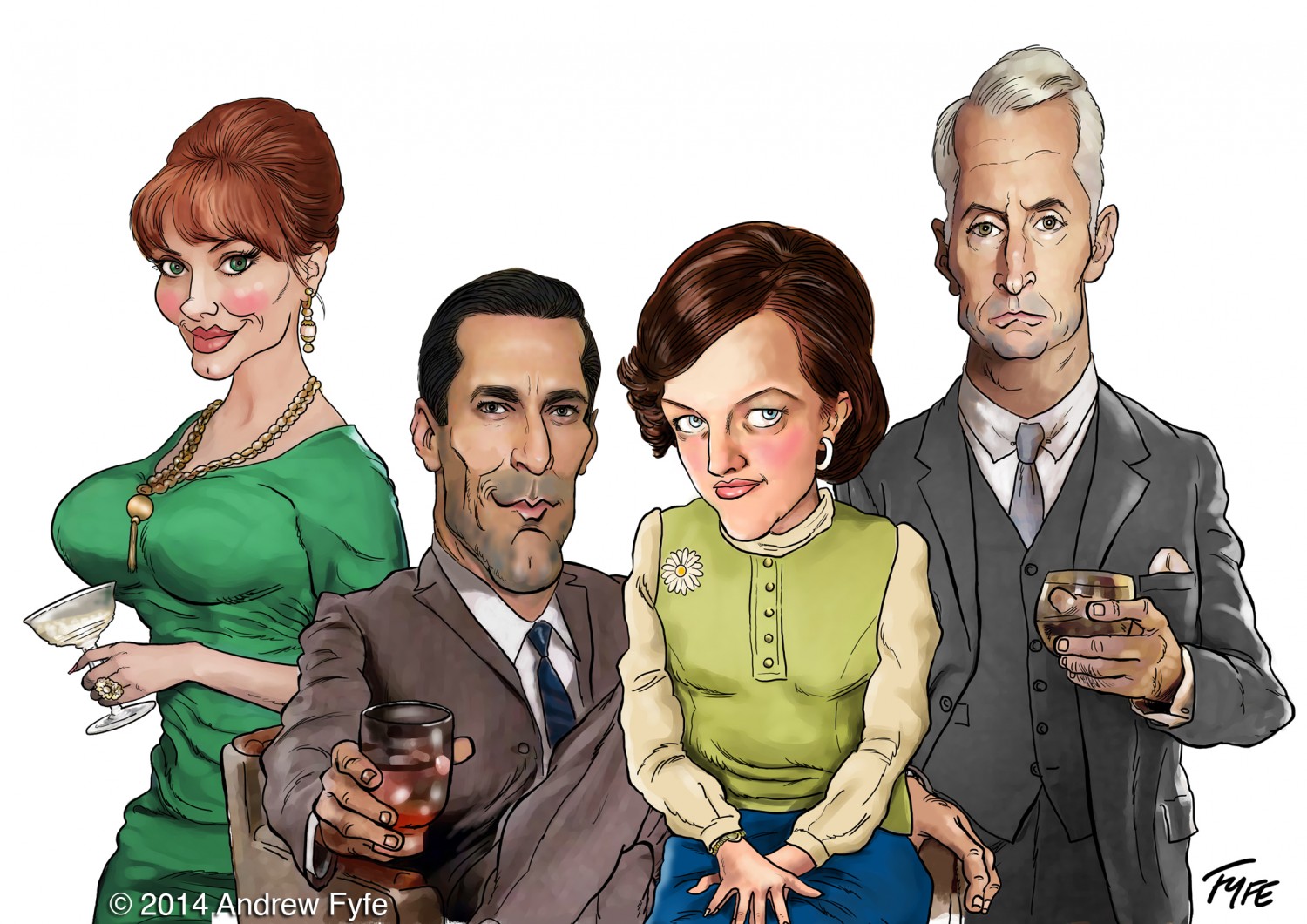 1500x1060 Mad Men Caricature - Mad Men Drawing