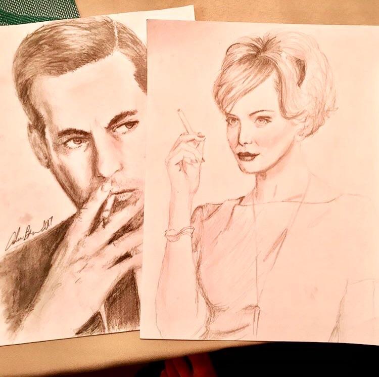 750x745 my drawings of don draper and joan holloway madmen - Mad Men Drawing