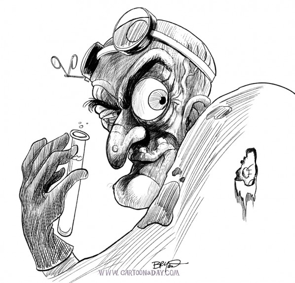 598x573 mad scientist sketch cartoon - Mad Scientist Drawing