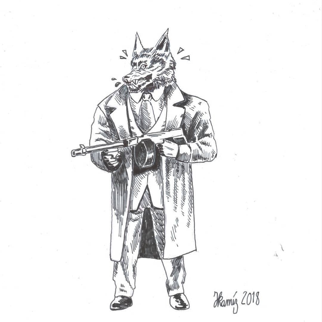 1080x1080 Mad Wolf, Pen And Ink, Art - Mad Wolf Drawing