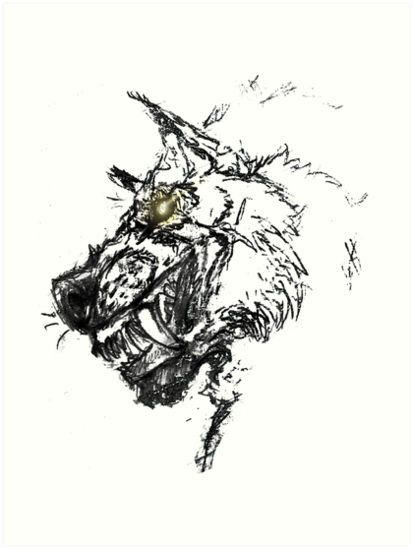 413x549 Mad Wolf Art Prints - Mad Wolf Drawing