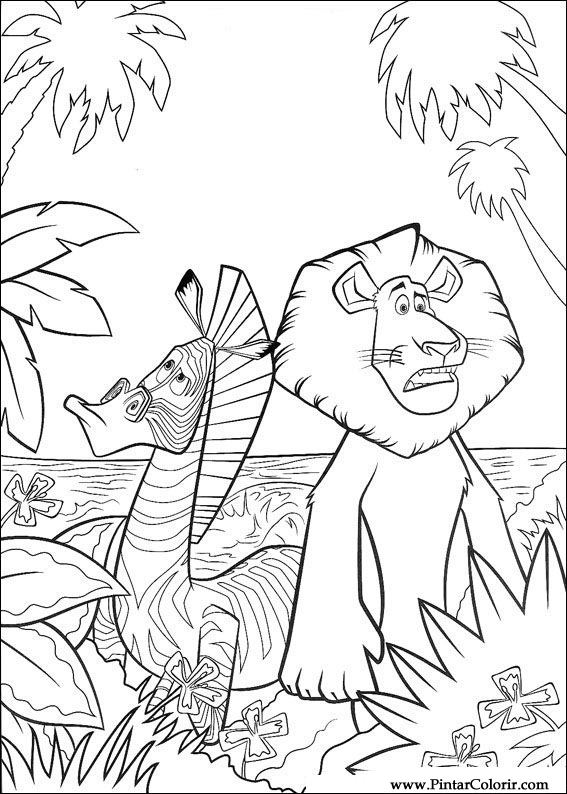 567x794 Drawings To Paint Colour Madagascar - Madagascar Drawing