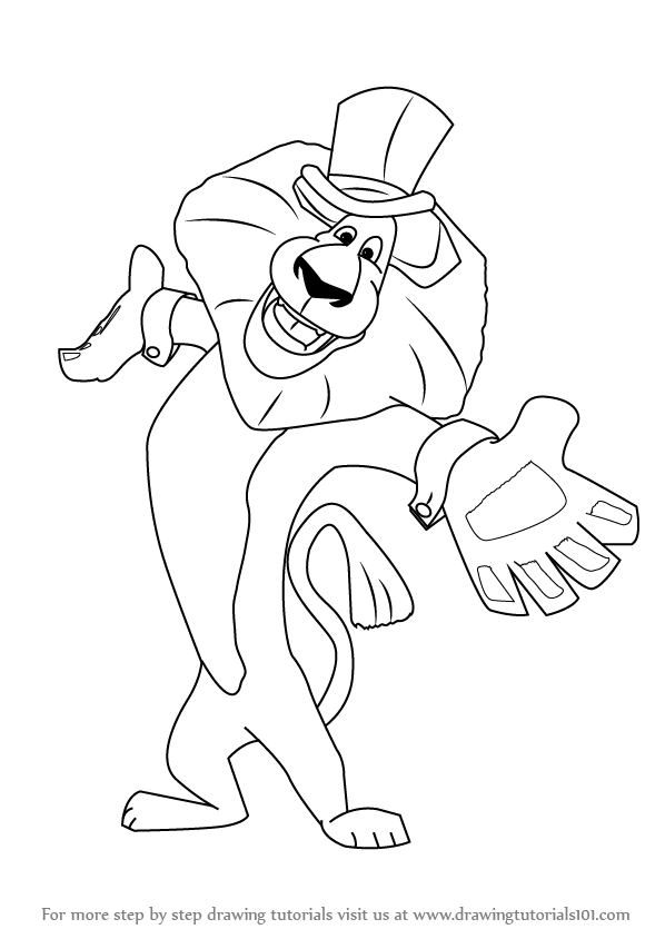 598x844 Learn How To Draw Alex The Lion From Madagascar - Madagascar Drawing