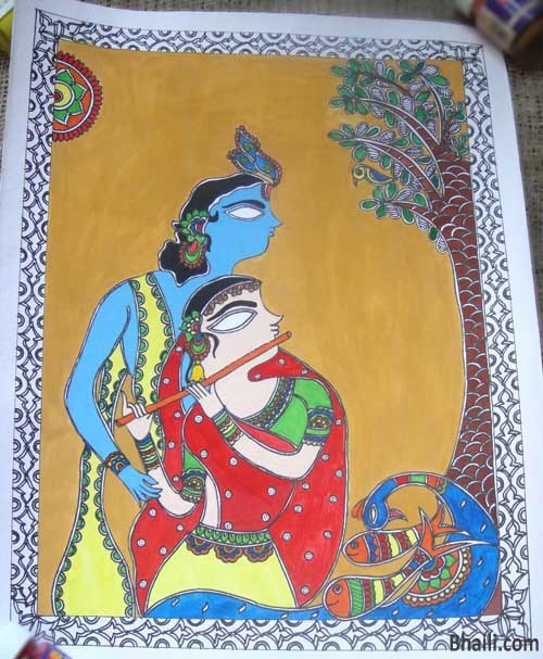 500x607 Madhubani Painting In Easy Steps The Engrave Blog - Madhubani Drawing