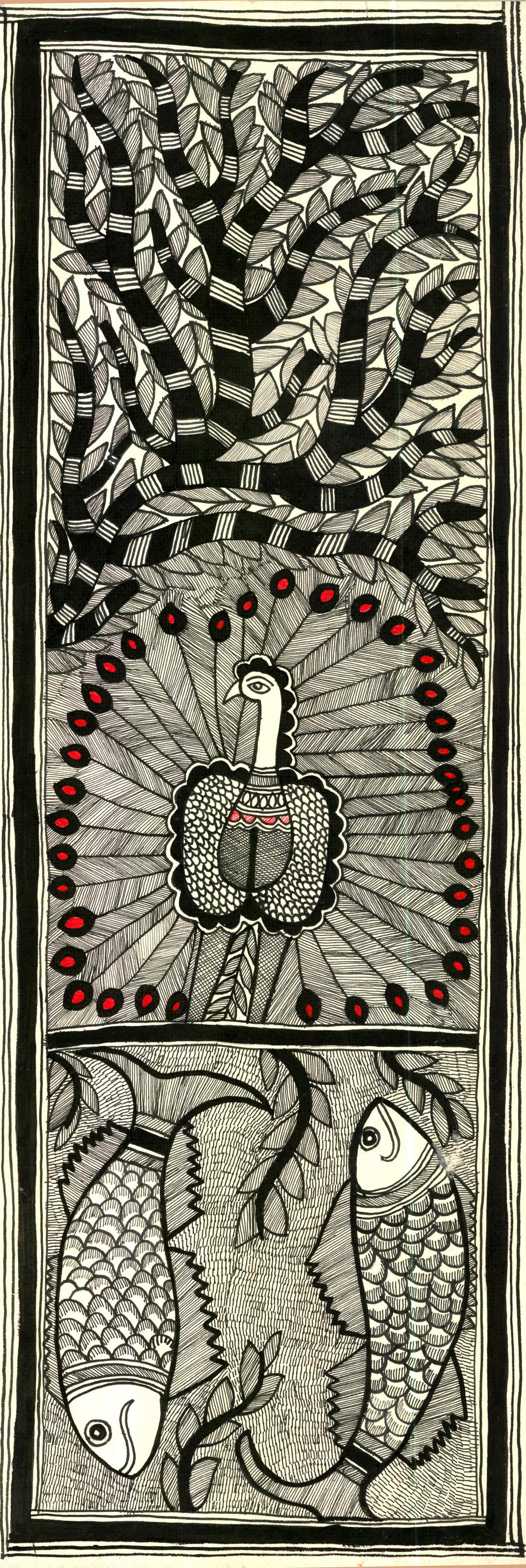 1200x3576 Madhubani - Madhubani Drawing