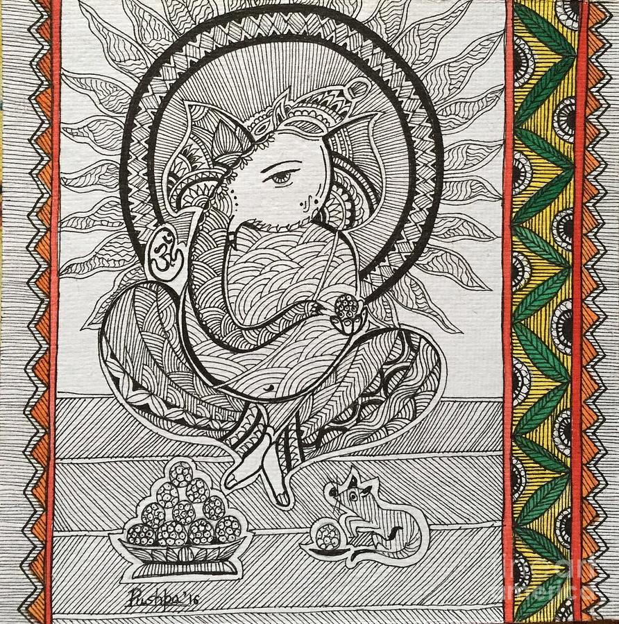 892x900 Madhubani Lord Ganesha Drawing - Madhubani Drawing