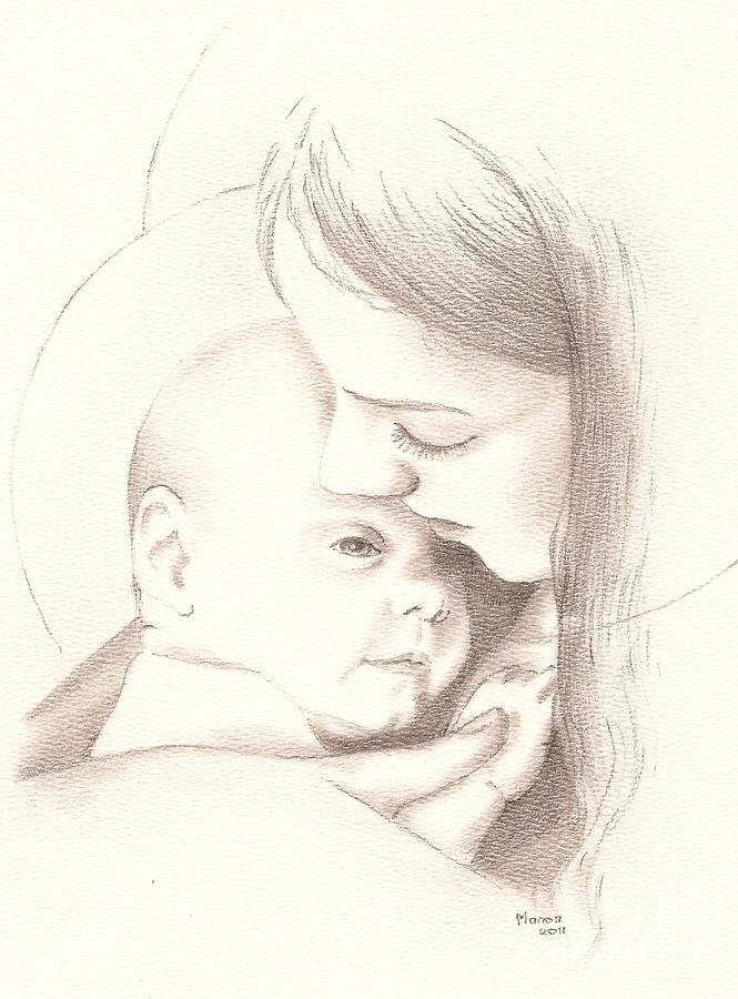 665x900 Madonna And Child Drawing - Madonna And Child Drawing