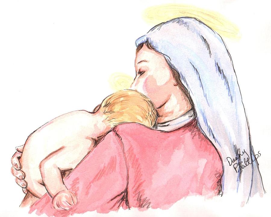 900x721 Madonna And Child Ii Drawing - Madonna And Child Drawing