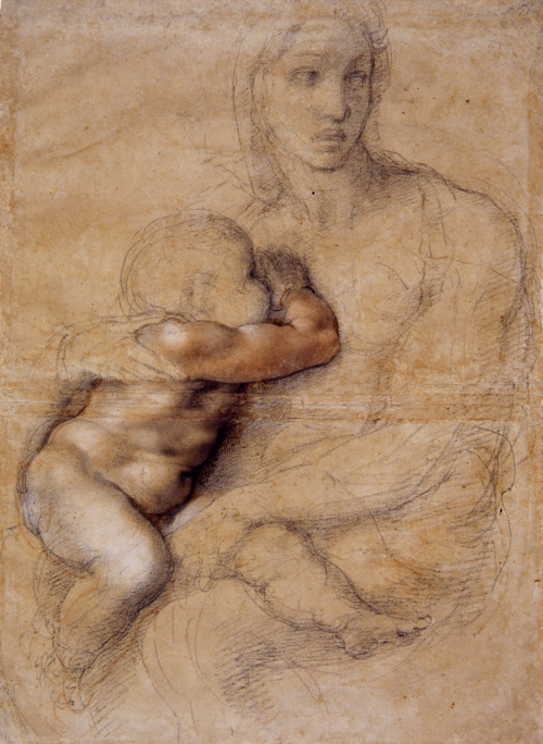 500x684 Madonna And Child Drawing, Michelangelo Buonarroti - Madonna And Child Drawing