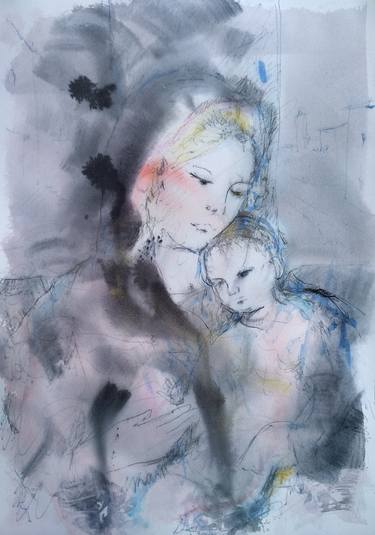 375x535 Madonna And Child Drawing - Madonna And Child Drawing