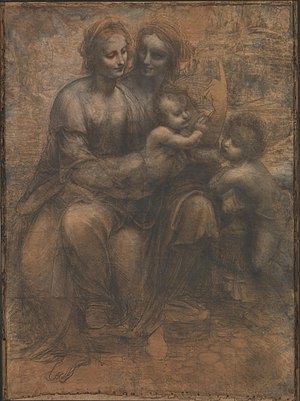 300x401 The Virgin And Child With St Anne And St John The Baptist - Madonna And Child Drawing