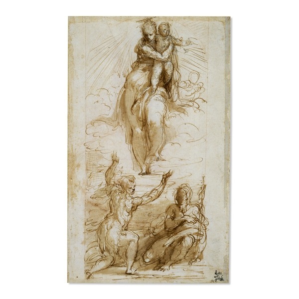600x600 Virgin And Child With Saints - Madonna And Child Drawing