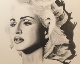 340x270 madonna drawing etsy - Madonna Drawing