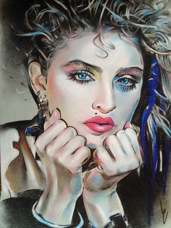 570x760 madonna pastel drawing print, love the colors!! artsy fartsy - Madonna Drawing