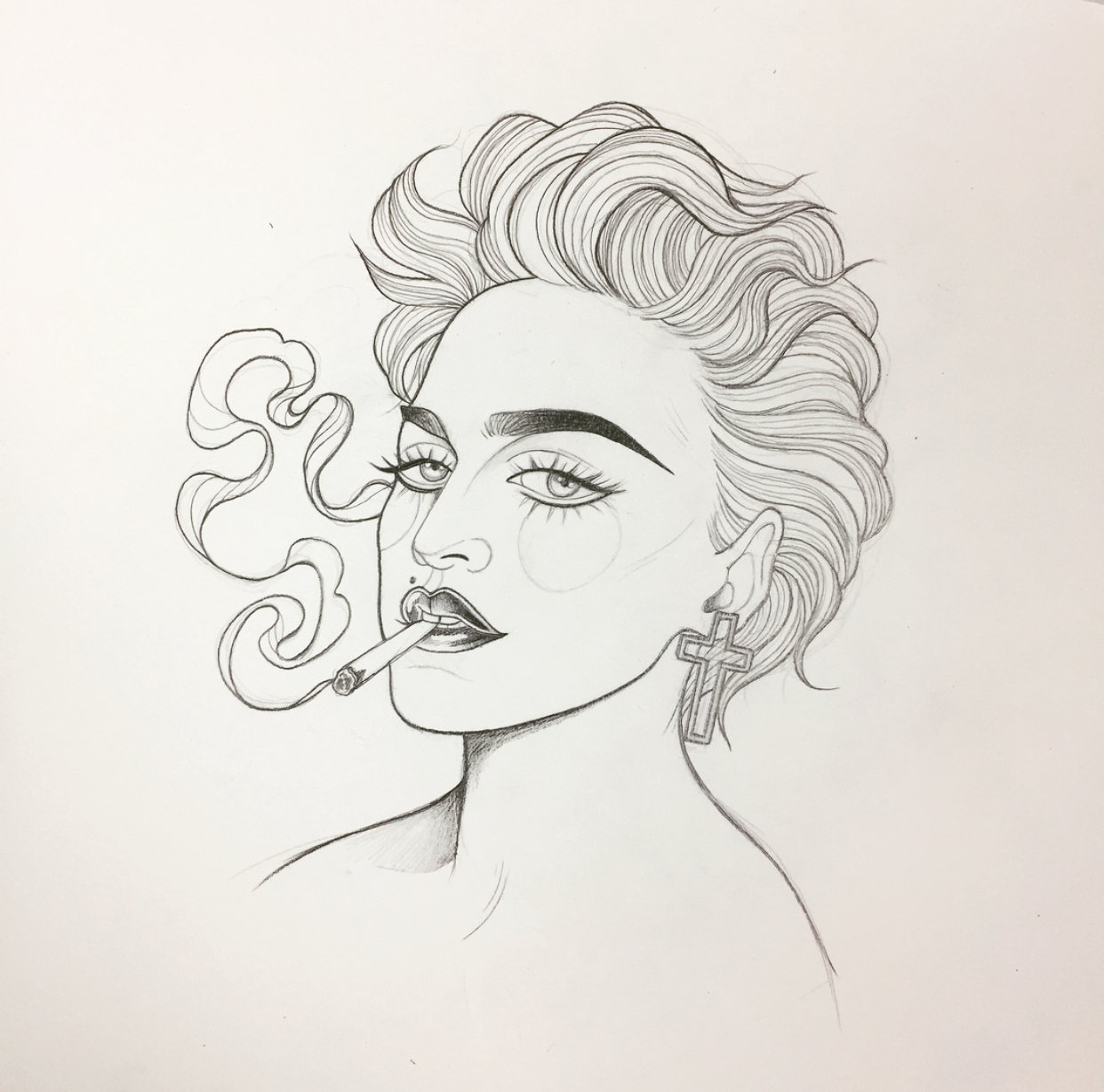 1242x1228 madonna signed original drawing liz clements illustration - Madonna Drawing