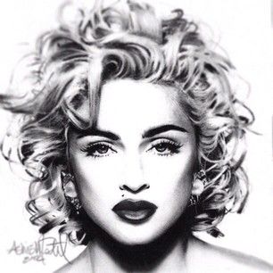 306x306 photorealism charcoal drawing of madonna beautiful! fan art - Madonna Drawing