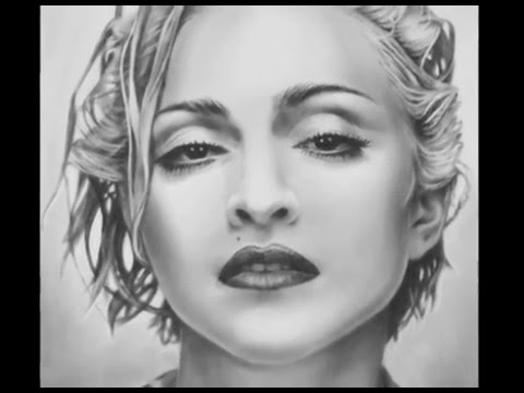 480x360 speed drawing portrait of madonna dry brush learn how to draw - Madonna Drawing