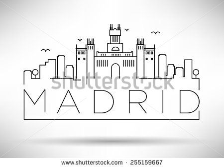 450x338 madrid city line silhouette typographic design stencils - Madrid Drawing