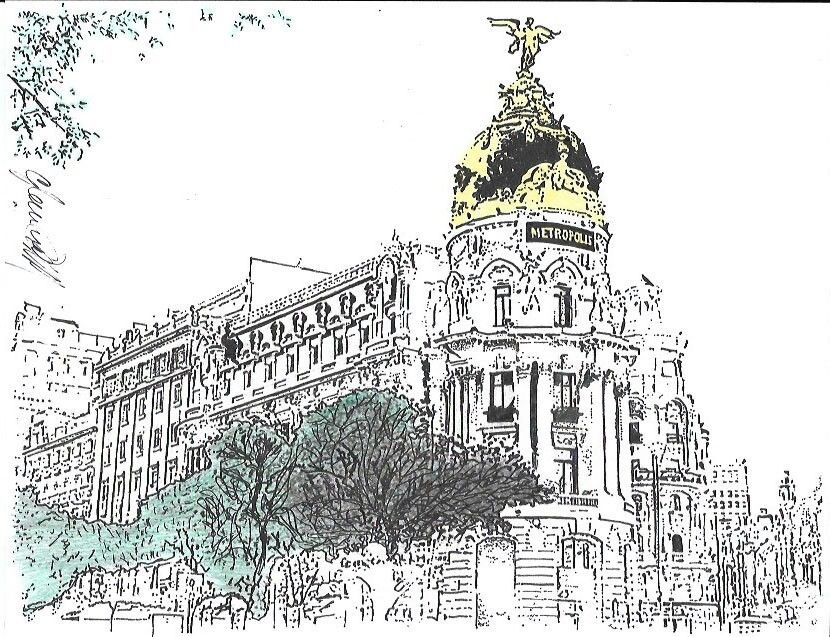 830x637 metropolis building madrid drawing ebay - Madrid Drawing