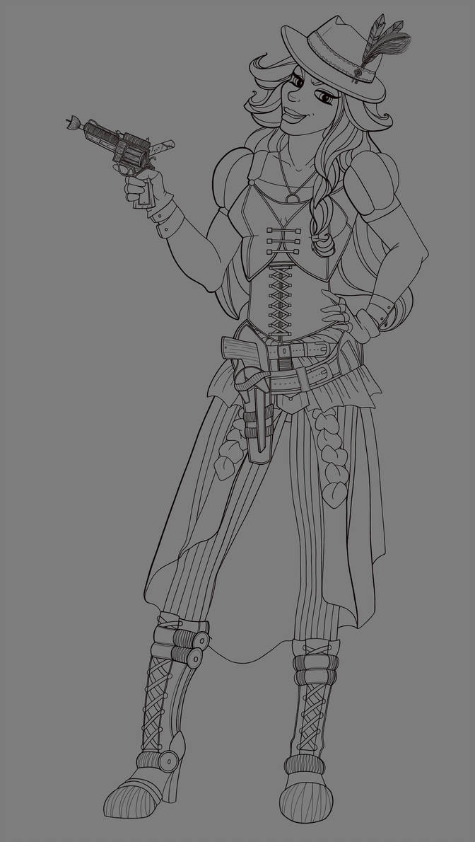 672x1190 Outlaw Mafia Hitman Female Final Line Drawing - Mafia Drawing