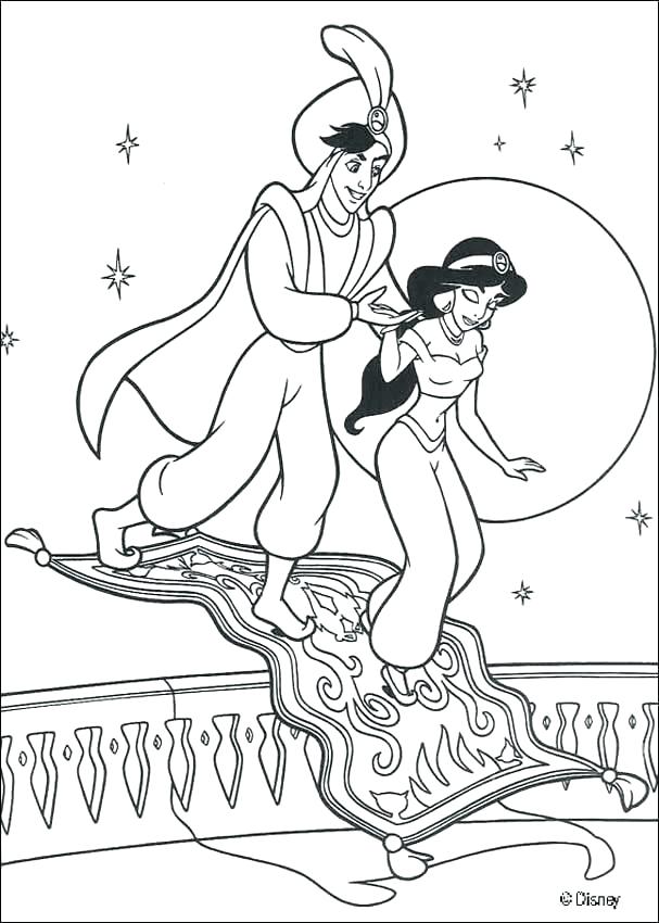 607x850 Jasmine Coloring Pages - Magic Carpet Drawing