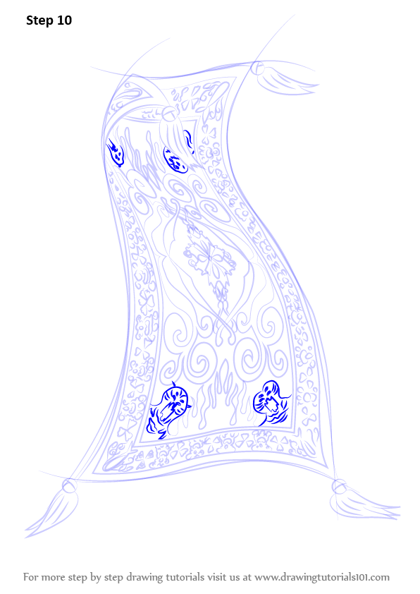 596x842 Learn How To Draw Magic Carpet From Aladdin - Magic Carpet Drawing