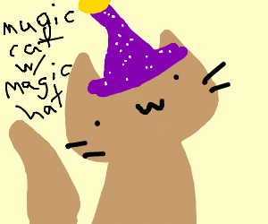 300x250 magical cat with a magic hat drawing - Magic Hat Drawing