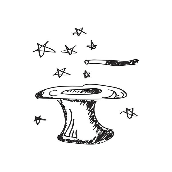 600x600 simple doodle of a magic hat art print - Magic Hat Drawing