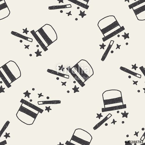 500x500 magic hat doodle drawing seamless pattern background stock image - Magic Hat Drawing