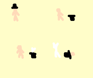 300x250 magician rabbit pulling man out of magic hat drawing - Magic Hat Drawing