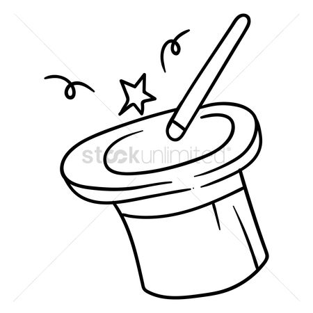 450x450 free magic hat and wand stock vectors stockunlimited - Magic Hat Drawing