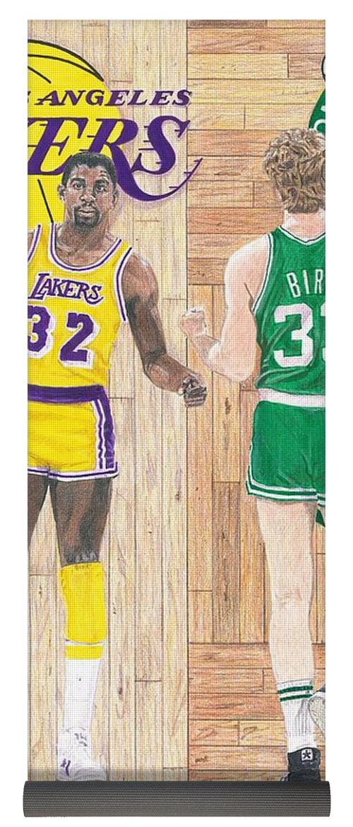 500x1171 Magic Johnson And Larry Bird Yoga Mat For Sale - Magic Johnson Drawing