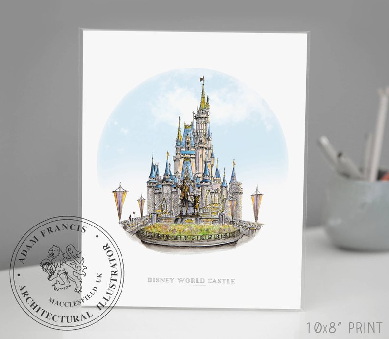 794x693 disney world castle art print taken from my detailed pen etsy - Magic Kingdom Castle Drawing